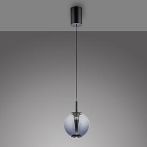 PURE LED висяща лампа Infinity, сива/пушено сива, Ø 18 cm, CCT, Затъмняване, Сив, Дневна/трапезария, Стъкло