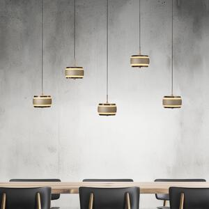 PURE LED висяща лампа Falling Rings, бронз Дължина 101 cm 5-fl., Затъмняване, Бронзов / античен месинг, Дневна/трапезария, Метал, Модерен