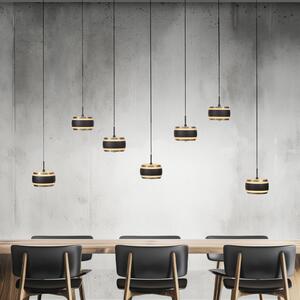 PURE LED висяща лампа Falling Rings черна дължина 132 cm 7-fl., Затъмняване, Черен, Дневна/трапезария, Метал, Модерен