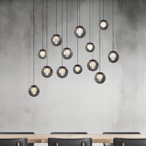 PURE LED висяща лампа Popup, сива/пушено сива, 100 cm, 13-fl., Затъмняване, Сив, Дневна/трапезария, Стъкло