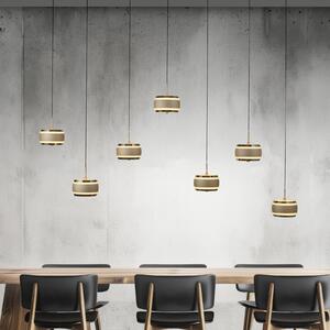 PURE LED висяща лампа Falling Rings, бронз Дължина 132 cm 7-fl., Затъмняване, Бронзов / античен месинг, Дневна/трапезария, Метал, Модерен
