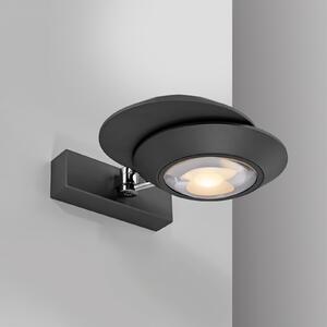 PURE LED стенна лампа Oculis, черна, 30 cm желязо/стъкло, 2-крилна., Затъмняване, Черен, Дневна/трапезария, Метал, Модерен