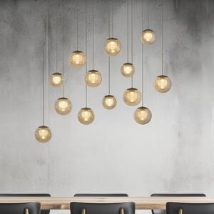 PURE LED висяща лампа Popup, бронз/кехлибар, дължина 100 cm, 13-лампова., Затъмняване, Бронзов / античен месинг, Дневна/трапезария, Стъкло