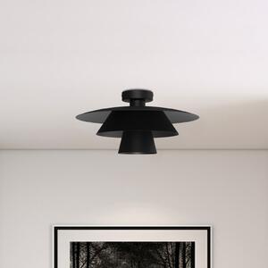 Luminex Таванна лампа Plato, черна, метал, Ø 38 cm, E27, Затъмняване, Черен, Дневна/трапезария, Метал, Модерен