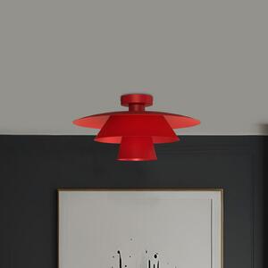 Luminex Таванна лампа Plato, червена, метал, Ø 38 cm, E27, Затъмняване, Червен, Дневна/трапезария, Метал, Модерен