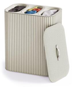 Кош за пране Joseph Joseph Tota Trio Luxe 5000008, 90 л, 3 разделения, Дръжки за пренасяне, Бамбук, Екрю