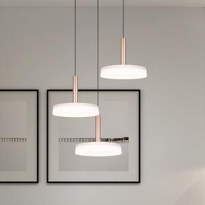 Trio Lighting LED висяща лампа Celeste, бяло/кафяво, Ø 35 cm 3-светлинна стъклена дима, Затъмняване, Бял, Дневна/трапезария, Стъкло, Модерен