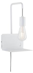 Paulmann 79812 - 1xE27/40W Аплик с полица и USB порт CALVANI 230V бял