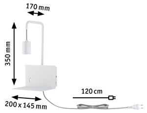 Paulmann 79812 - 1xE27/40W Аплик с полица и USB порт CALVANI 230V бял
