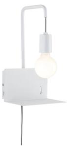 Paulmann 79812 - 1xE27/40W Аплик с полица и USB порт CALVANI 230V бял