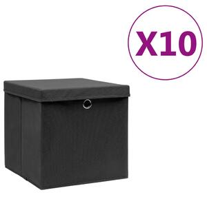 VidaXL Кутии за съхранение с капаци 10 бр 28x28x28 см черни