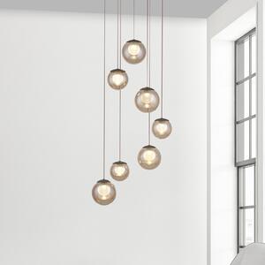 PURE LED висяща лампа Popup, бронз/кехлибар Ø 40 cm, 7-свещник., Затъмняване, Бронзов / античен месинг, Дневна/трапезария, Стъкло