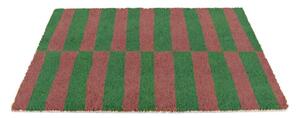 Изтривалка от кокосови влакна 40x60 cm Pink & Green Half Stripes – Artsy Doormats