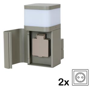 BRILAGI - Външна стенна лампа с контакт SCHUKO PILLAR 1xG9/11W/230V IP44 сива