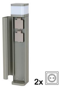 BRILAGI - Външна лампа с 2 SCHUKO гнезда PILLAR 1xG9/11W/230V IP44 сива