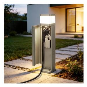 BRILAGI - Външна лампа с 2 SCHUKO гнезда PILLAR 1xG9/11W/230V IP44 сива