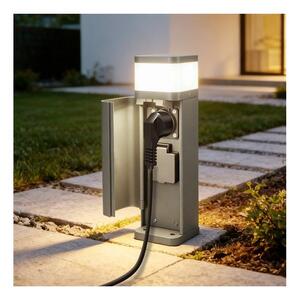BRILAGI - Външна лампа с 2 гнезда SCHUKO PILLAR 1xG9/11W/230V IP44 сива