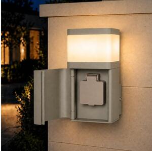BRILAGI - Външна стенна лампа с контакт SCHUKO PILLAR 1xG9/11W/230V IP44 сива