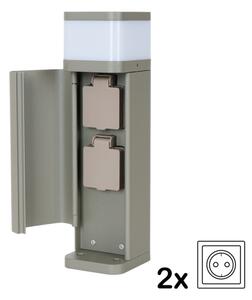 BRILAGI - Външна лампа с 2 гнезда SCHUKO PILLAR 1xG9/11W/230V IP44 сива