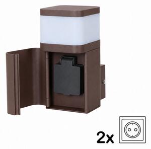 BRILAGI - Външна стенна лампа с гнездо SCHUKO PILLAR 1xG9/11W/230V IP44 кафява