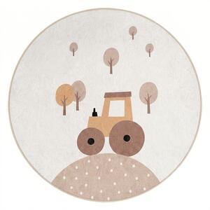 Бежов детски килим подходящ за пране ø100 cm Tractor World – Mila Home