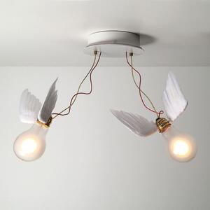 Ingo Maurer Lucellino Doppio LED осветление за таван 2fl, Затъмняване, Бял, Дневна/трапезария, Дизайн, Кръгла стена