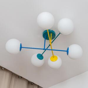 Плафон MOON 6xE27/15W/230V тюркоаз/жълто/синьо