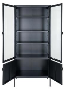 Dulap vitrina Brisbane, Negru, 35x80x180 cm