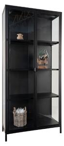 Dulap vitrina Brisbane, Negru, 35x80x175 cm