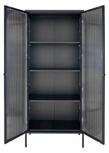 Dulap vitrina Adelaide, Negru, 35x80x180 cm