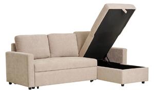 Canapea cu sezlong extensibila Belfast, Nisip inchis, 218x150x87 cm