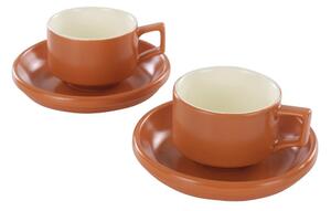 Оранжеви керамични чаши в комплект 4 бр. с чинийки 300 ml Thelma – Jotex