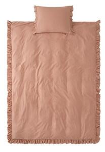 Сиво-розово единично спално бельо от памучен сатен 150x210 cm Gloria – Ellos Home