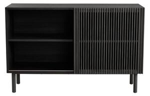Черно шкафче от декор от ясен с плъзгащи се врати 124x80x45 cm Sion – Jotex