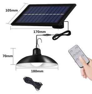 LED димируема соларна висяща лампа на кабел LED/1,8W/3,7V IP44 6500K 1600 mAh + дистанционно управление