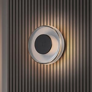 Trio Lighting Светодиодна стенна лампа Celeste, черно/хром, Ø 22 см, стъкло, с възможност за, Затъмняване, Черен, Дневна/трапезария, Стъкло, Модерен