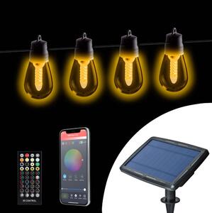 Димируема LED соларна гирлянда 25xLED/1,5W/3,7/5V 2200 mAh 15 m IP65 черна + дистанционно управление
