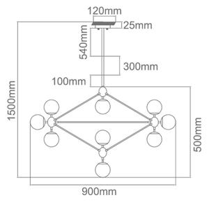 Open Design OR80094 - Полилей на тръба BAO 10xE27/8W/230V черен