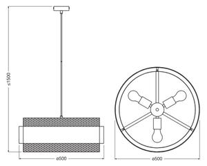 Osram - Полилей на кабел DECOR HORNET 3xE27/10W/230V Ø 50 см черен/златист