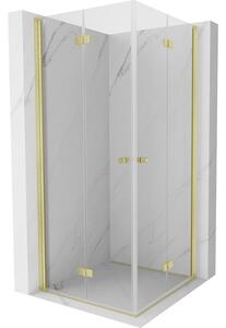 Mexen Mist-F Duo сгъваема душ кабина 80 x 80 см, прозрачна, златна четка - 8A6-080L-080P-55-00