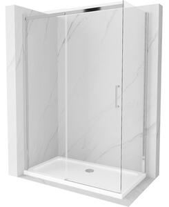 Mexen Omega плъзгаща се душ кабина 140 x 70 см, прозрачна, хром + корито Flat - 825-140-070-01-00-4010