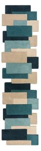 Синя/бежова вълнена пътека 60x230 cm Abstract Collage – Flair Rugs