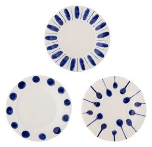 Бели/сини десертни глинени чинии в комплект 3 бр. ø 22 cm Linora – Bloomingville