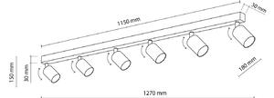 Горно осветление за таван, бяло, дължина 127 cm, стомана, 6 светлини