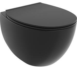 Mexen Egg тоалетна чиния Rimless с дъска с бавно падане slim, дуропласт, черен мат - 30245070