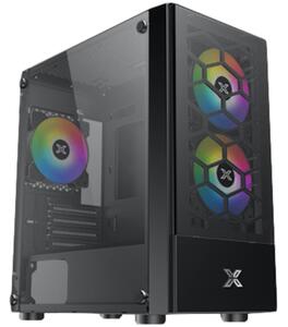 Oreo Black EN47758, M-ATX, USB3.0x1+USB2.0x2, Meshed Grill FP, Left TG, 3PCS X24F Fixed RGB Fan