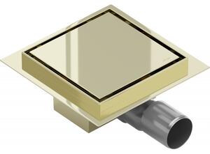Mexen Flat-Q M13 квадратен подов сифон 12 x 12 см, златен - 1510012