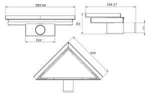 Mexen Flat-T Триъгълен подов сифон M13, 20 x 20 см, инокс - 1010320
