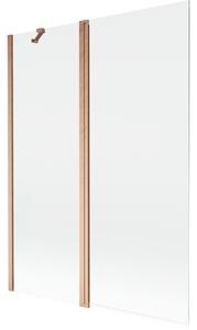 Mexen Mist душ параван 2-крилен 130 x 150 cm, прозрачен, четкан мед - 8A9-130-011-65-00