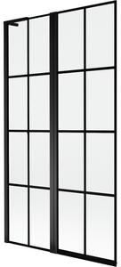 Mexen Mist L параван за вана, двукрилен, ляв, 100 x 150 см, черна решетка, черен - 8A9L-100-011-70-77-L
